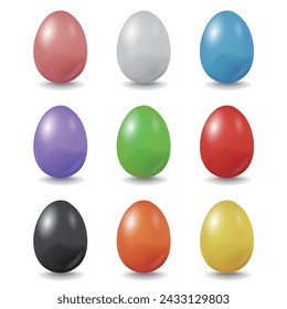 Collection of Easter eggs in different colors