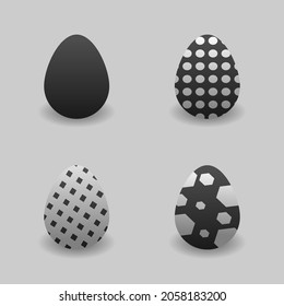 A collection of Easter eggs.Big collection of eggs with different textures.Vector flat illustration.