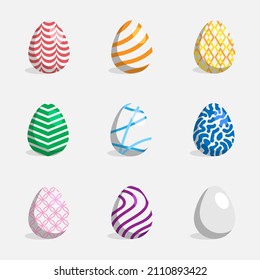 A collection of Easter eggs.Big collection of eggs with different textures.Vector flat illustration.