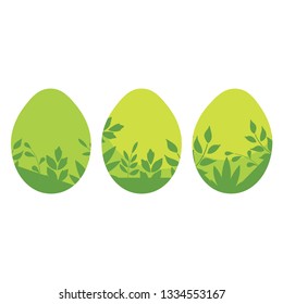 Collection of Easter eggs with hand-painted floral pattern. Vector illustration