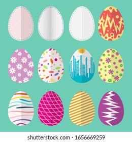 collection of Easter eggs. Set of easter eggs flat design. Easter eggs icons. Vector illustration