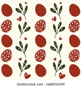 collection of easter eggs and twigs, pattern