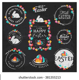 Collection of Easter Greeting Card Designs and Illustrations with Rabbit, Eggs and Flowers