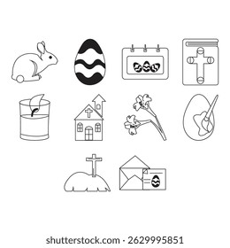collection of easter icon set