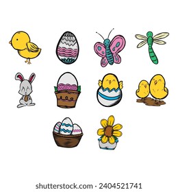 collection of easter icon vector