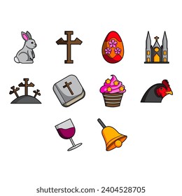 collection of easter icon vector