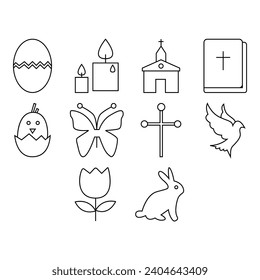 collection of easter icon vector