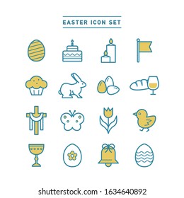 COLLECTION OF EASTER LINE ICONS