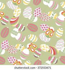 Collection of Easter painted eggs. Vector seamless pattern