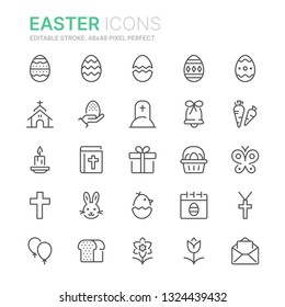 Collection of easter related related line icons. 48x48 Pixel Perfect. Editable stroke