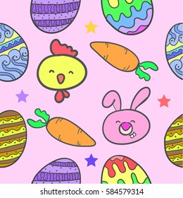 Collection of easter style colorful doodles