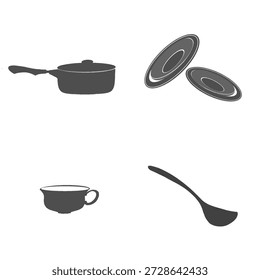 colección de los utensilios para comer y beber