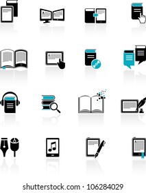 collection of E-book, audiobook and literature icons