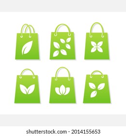 colección de la plantilla de diseño del logotipo de la bolsa ecológica. logotipo de la bolsa ecológica verde.