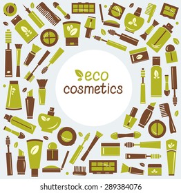 Collection of eco cosmetics icons. Vector of isolated cosmetics elements.