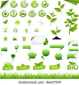 Collection Of Eco Elements, Isolated On White Background, Vector Illustration