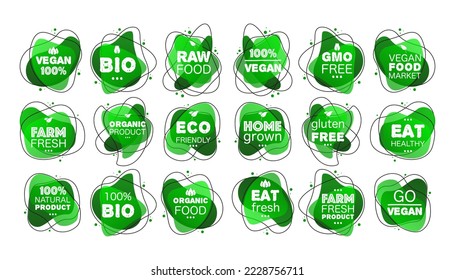 Collection Of Eco Friendly Icons. Ecologic food stamps. Organic natural food concept. Vector illustration.