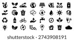 Collection of eco friendly icons isolated on white background