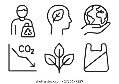 colección de iconos ecológicos que fomentan la vida sostenible y la conciencia ambiental
