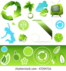A collection of eco green elements.