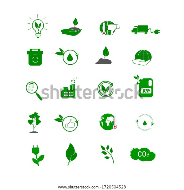 Collection Eco Icons Environmentally Friendly Waste Stock Vector ...