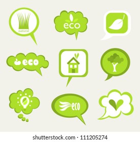 Collection of eco natural cloud labels - vector illustration