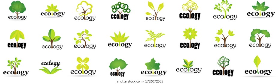 Collection Of Eco And Organic Logo Set - Isolated On White Background - Vector. Eco And Organic Logo Useful For Leaf Icon, Ecology Logo, Eco Symbol And Template Design