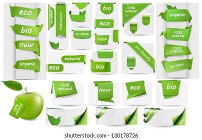 Collection with Eco tags and labels and stickers. Vector illustration