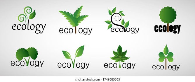 Collection Of Eco Tree And Organic Logo Set - Isolated On White Background - Vector. Eco And Organic Logo Useful For Tree Icon, Ecology Logo, Eco Symbol And Template Design. Ecology Tree Icons