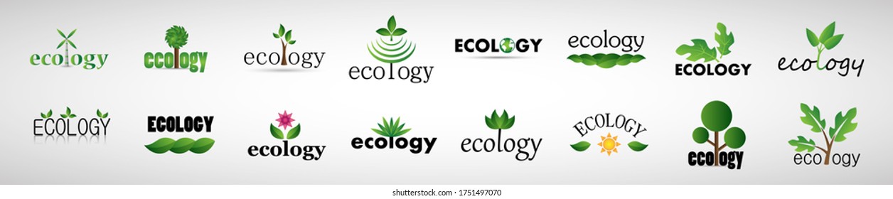 Colección De Logotipo Eco Tree Y Organic Set - Aislado En Fondo Blanco - Vector. Logotipo Ecológico Y Orgánico Útil Para Icono De Árbol, Logotipo Ecológico, Símbolo Ecológico Y Diseño De Plantilla. Iconos de árbol ecológico