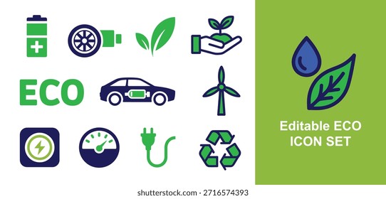 A collection of eco-friendly icons