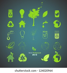 Collection of ecological icons. Vector design.
