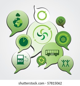 Collection of Ecological Speech And Thought Bubbles Background Vector