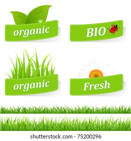 Collection Of Ecological Stickers, Isolated On White Background, Vector Illustration