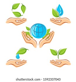 Collection ecology icons. Ecology icons set. Vector
