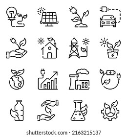 Collection of Ecology Linear Icons 

