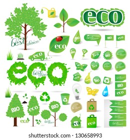 Collection Of Ecology Symbols - Abstract - Isolated On White Background. Vector illustration, Graphic Design Editable For Your Design. Eco Logo