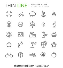 Collection of ecology thin line icons