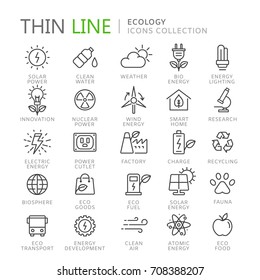 Collection of ecology thin line icons