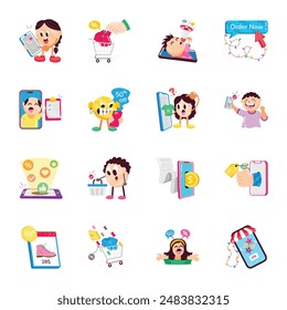Collection of Ecommerce Flat Stickers 

