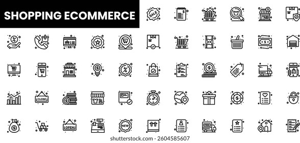 Collection of eCommerce icons representing shopping elements and services.