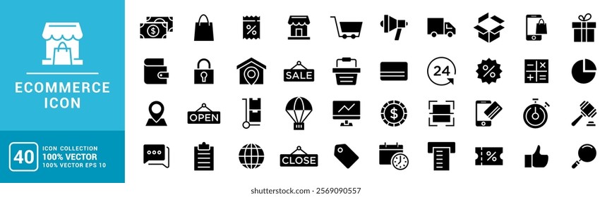 Collection of ecommerce, selling, buying, marketing discounts. vector icons editable stroke and resizable EPS 10