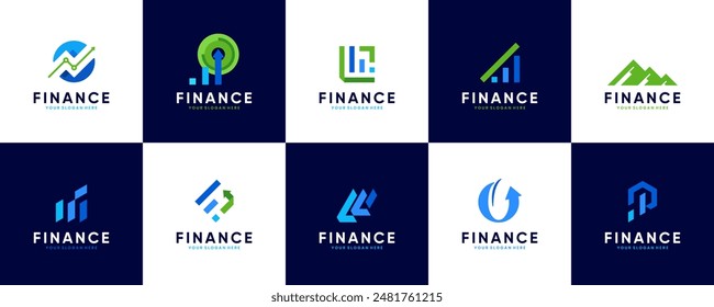 collection of economic growth logo, global finance, investment, logo design illustration.