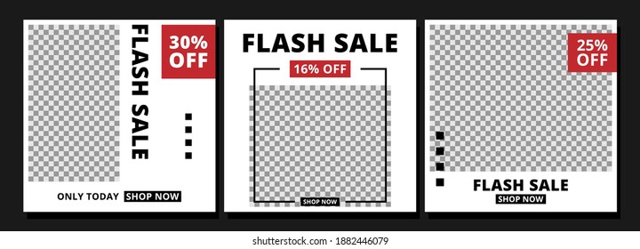 A collection of editable social media post template for online stores flash sale edition, very good for promoting a brand or product. Vector banner