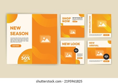Collection of editable social media post templates. Square graphic banner for online advertising and digital marketing. Suitable for social media posting and web internet advertising.