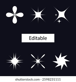 Collection of Editable Sparkle Star Icons