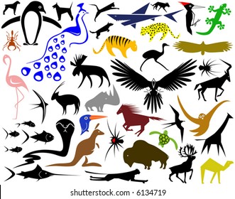 Collection of editable vector designs of animal shapes