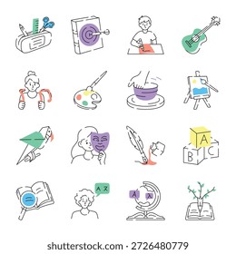 Coleção de Ilustrações de Estilo Doodle Educação 

