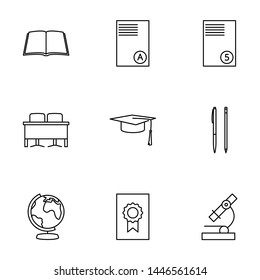 Collection of education icons. Black vector set.