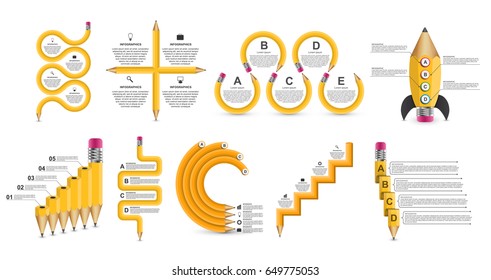 Collection Education Infographics template. Infographics for business presentations or information banner.